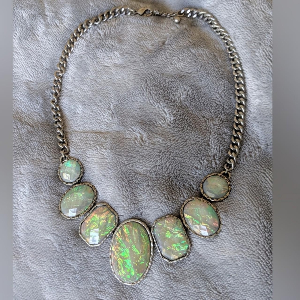 Forever 21 iridescent gem statement necklace